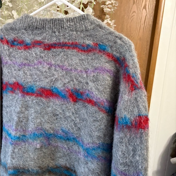 John Elliott Men’s Mohair Jacquard Cardigan with Multicolor Stripes - Picture 11 of 12